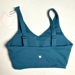 NEW | Kittenish Sports Bra | Jessie James Decker Teal V-Neck Crop Size Small